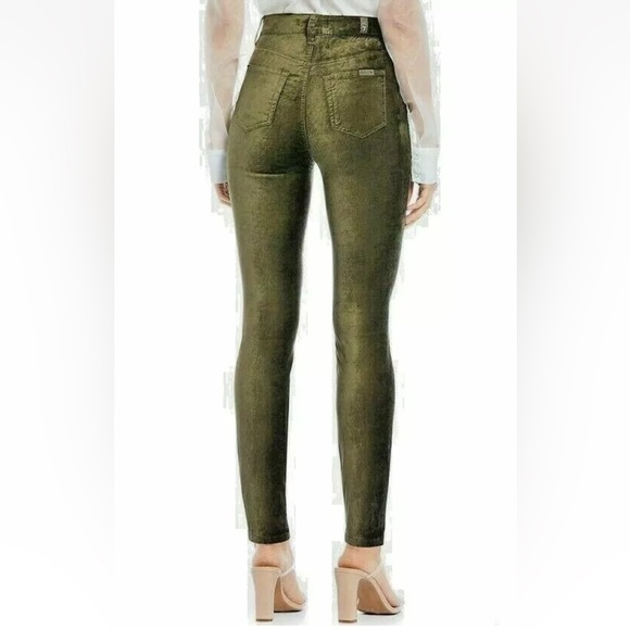 NWT 7 For All Mankind Green Fatigue High Waist Velvet Ankle Skinny Pants Size 26 - Picture 4 of 15